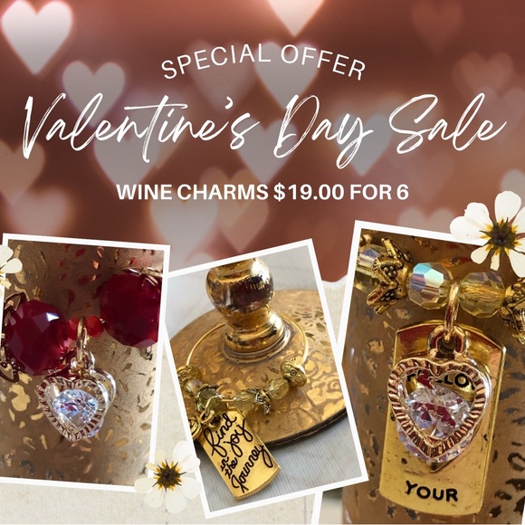 $2 Each WINE CHARMS SET OF 6 Gold Red, Elegant Wire Wrapped, A special gift. - Picture 4 of 6